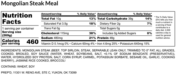 Mongolian Steak with Rice and Broccoli