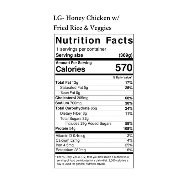 Prep'd - Tulsa LG Honey Chicken Nutrition Facts